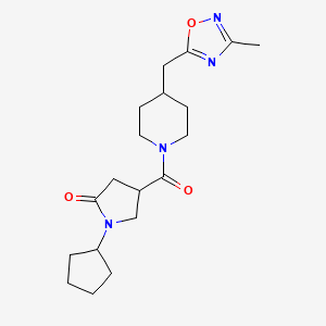molecular formula C19H28N4O3 B5536520 1-cyclopentyl-4-({4-[(3-methyl-1,2,4-oxadiazol-5-yl)methyl]-1-piperidinyl}carbonyl)-2-pyrrolidinone 