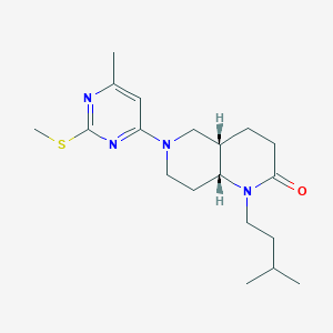 molecular formula C19H30N4OS B5536563 (4aS*,8aR*)-1-(3-methylbutyl)-6-[6-methyl-2-(methylthio)pyrimidin-4-yl]octahydro-1,6-naphthyridin-2(1H)-one 