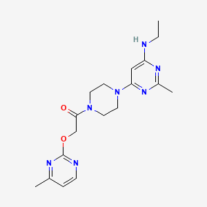 molecular formula C18H25N7O2 B5536574 N-ethyl-2-methyl-6-(4-{[(4-methyl-2-pyrimidinyl)oxy]acetyl}-1-piperazinyl)-4-pyrimidinamine 