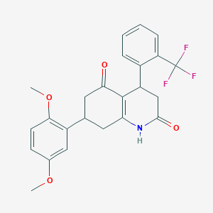 molecular formula C24H22F3NO4 B5536582 7-(2,5-dimethoxyphenyl)-4-[2-(trifluoromethyl)phenyl]-4,6,7,8-tetrahydro-2,5(1H,3H)-quinolinedione 