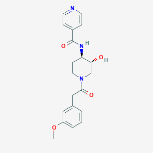 molecular formula C20H23N3O4 B5536610 N-{(3R*,4R*)-3-hydroxy-1-[(3-methoxyphenyl)acetyl]piperidin-4-yl}isonicotinamide 