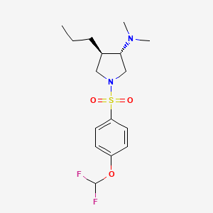 molecular formula C16H24F2N2O3S B5536617 (3S*,4R*)-1-{[4-(二氟甲氧基)苯基]磺酰基}-N,N-二甲基-4-丙基-3-吡咯烷胺 