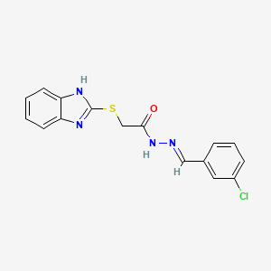 molecular formula C16H13ClN4OS B5536631 2-(1H-benzimidazol-2-ylthio)-N'-(3-chlorobenzylidene)acetohydrazide 