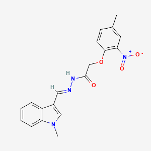 molecular formula C19H18N4O4 B5536655 N'-[(1-methyl-1H-indol-3-yl)methylene]-2-(4-methyl-2-nitrophenoxy)acetohydrazide 
