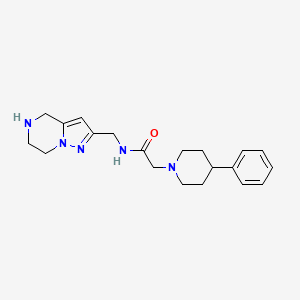molecular formula C20H27N5O B5536658 2-(4-phenyl-1-piperidinyl)-N-(4,5,6,7-tetrahydropyrazolo[1,5-a]pyrazin-2-ylmethyl)acetamide dihydrochloride 