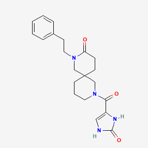 molecular formula C21H26N4O3 B5536668 8-[(2-oxo-2,3-dihydro-1H-imidazol-4-yl)carbonyl]-2-(2-phenylethyl)-2,8-diazaspiro[5.5]undecan-3-one 