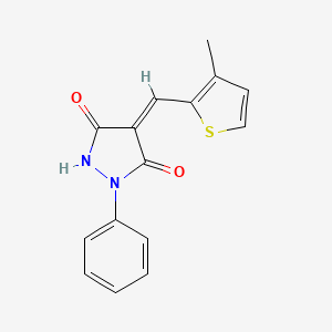 molecular formula C15H12N2O2S B5536675 4-[(3-甲基-2-噻吩基)亚甲基]-1-苯基-3,5-吡唑烷二酮 