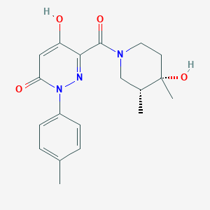 molecular formula C19H23N3O4 B5536682 5-hydroxy-6-{[(3R*,4S*)-4-hydroxy-3,4-dimethylpiperidin-1-yl]carbonyl}-2-(4-methylphenyl)pyridazin-3(2H)-one 