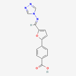 molecular formula C14H10N4O3 B5536697 4-{5-[(4H-1,2,4-三唑-4-亚氨基)甲基]-2-呋喃基}苯甲酸 