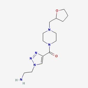 molecular formula C14H24N6O2 B5536701 2-(4-{[4-(四氢呋喃-2-基甲基)哌嗪-1-基]羰基}-1H-1,2,3-三唑-1-基)乙胺 