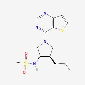 molecular formula C14H20N4O2S2 B5536712 N-[(3S*,4R*)-4-propyl-1-thieno[3,2-d]pyrimidin-4-yl-3-pyrrolidinyl]methanesulfonamide 