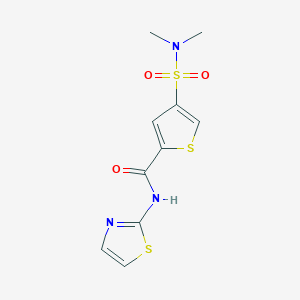 molecular formula C10H11N3O3S3 B5536719 4-[(二甲氨基)磺酰基]-N-1,3-噻唑-2-基-2-噻吩甲酰胺 