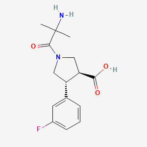 molecular formula C15H19FN2O3 B5536724 rel-(3S,4R)-4-(3-fluorophenyl)-1-(2-methylalanyl)-3-pyrrolidinecarboxylic acid hydrochloride 