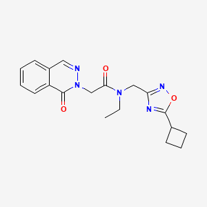 molecular formula C19H21N5O3 B5536756 N-[(5-cyclobutyl-1,2,4-oxadiazol-3-yl)methyl]-N-ethyl-2-(1-oxo-2(1H)-phthalazinyl)acetamide 