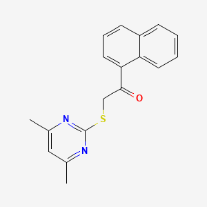 molecular formula C18H16N2OS B5536801 2-[(4,6-dimethyl-2-pyrimidinyl)thio]-1-(1-naphthyl)ethanone 