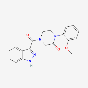 molecular formula C19H18N4O3 B5536822 4-(1H-indazol-3-ylcarbonyl)-1-(2-methoxyphenyl)-2-piperazinone 