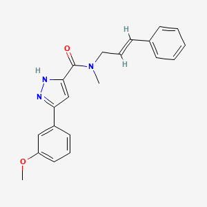 molecular formula C21H21N3O2 B5536852 3-(3-methoxyphenyl)-N-methyl-N-[(2E)-3-phenyl-2-propen-1-yl]-1H-pyrazole-5-carboxamide 
