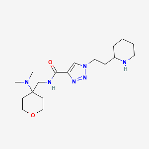 molecular formula C18H32N6O2 B5536856 N-{[4-(dimethylamino)tetrahydro-2H-pyran-4-yl]methyl}-1-(2-piperidin-2-ylethyl)-1H-1,2,3-triazole-4-carboxamide 