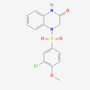 molecular formula C15H13ClN2O4S B5536867 4-[(3-氯-4-甲氧基苯基)磺酰基]-3,4-二氢-2(1H)-喹喔啉酮 