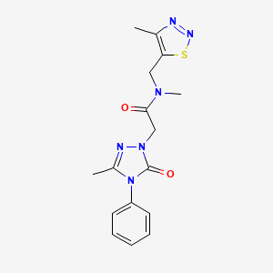 molecular formula C16H18N6O2S B5536904 N-methyl-2-(3-methyl-5-oxo-4-phenyl-4,5-dihydro-1H-1,2,4-triazol-1-yl)-N-[(4-methyl-1,2,3-thiadiazol-5-yl)methyl]acetamide 
