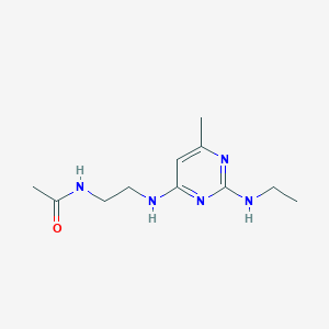 molecular formula C11H19N5O B5536909 N-(2-{[2-(ethylamino)-6-methyl-4-pyrimidinyl]amino}ethyl)acetamide 