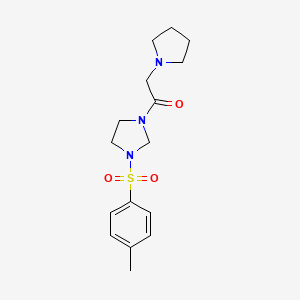 molecular formula C16H23N3O3S B5536921 1-[(4-methylphenyl)sulfonyl]-3-(1-pyrrolidinylacetyl)imidazolidine 