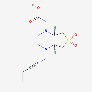 molecular formula C13H20N2O4S B5536958 [(4aR*,7aS*)-6,6-dioxido-4-pent-2-yn-1-ylhexahydrothieno[3,4-b]pyrazin-1(2H)-yl]acetic acid 