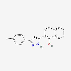 molecular formula C20H16N2O B5536966 2-[5-(4-甲基苯基)-1H-吡唑-3-基]-1-萘酚 