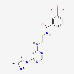 molecular formula C19H19F3N6O B5536975 N-(2-{[6-(4,5-dimethyl-1H-imidazol-1-yl)-4-pyrimidinyl]amino}ethyl)-3-(trifluoromethyl)benzamide 