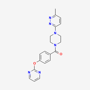 molecular formula C20H20N6O2 B5537039 3-甲基-6-{4-[4-(2-嘧啶氧基)苯甲酰]-1-哌嗪基}嘧啶嗪 