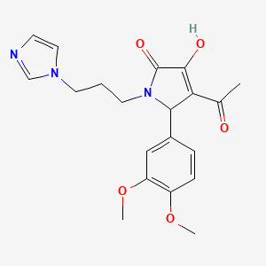 molecular formula C20H23N3O5 B5537081 4-acetyl-5-(3,4-dimethoxyphenyl)-3-hydroxy-1-[3-(1H-imidazol-1-yl)propyl]-1,5-dihydro-2H-pyrrol-2-one 