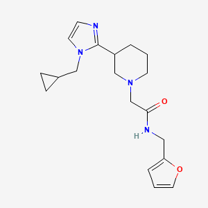 molecular formula C19H26N4O2 B5537128 2-{3-[1-(cyclopropylmethyl)-1H-imidazol-2-yl]-1-piperidinyl}-N-(2-furylmethyl)acetamide 