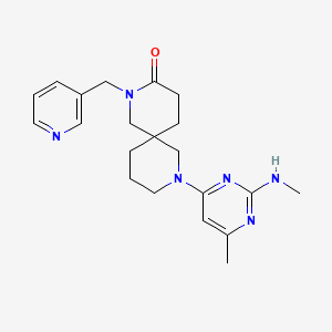 molecular formula C21H28N6O B5537151 8-[6-甲基-2-(甲基氨基)嘧啶-4-基]-2-(吡啶-3-基甲基)-2,8-二氮杂螺[5.5]十一烷-3-酮 