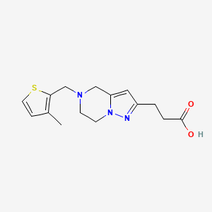 molecular formula C15H19N3O2S B5537183 3-{5-[(3-methyl-2-thienyl)methyl]-4,5,6,7-tetrahydropyrazolo[1,5-a]pyrazin-2-yl}propanoic acid 