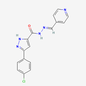 molecular formula C16H12ClN5O B5537206 3-(4-chlorophenyl)-N'-(4-pyridinylmethylene)-1H-pyrazole-5-carbohydrazide 