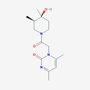 molecular formula C15H23N3O3 B5537208 1-{2-[(3R*,4S*)-4-hydroxy-3,4-dimethylpiperidin-1-yl]-2-oxoethyl}-4,6-dimethylpyrimidin-2(1H)-one 