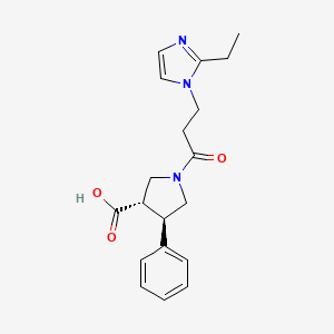 molecular formula C19H23N3O3 B5537234 (3S*,4R*)-1-[3-(2-ethyl-1H-imidazol-1-yl)propanoyl]-4-phenylpyrrolidine-3-carboxylic acid 