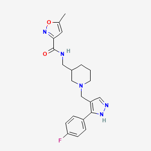 molecular formula C21H24FN5O2 B5537241 N-[(1-{[3-(4-fluorophenyl)-1H-pyrazol-4-yl]methyl}piperidin-3-yl)methyl]-5-methylisoxazole-3-carboxamide 