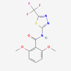 molecular formula C12H10F3N3O3S B5537266 2,6-二甲氧基-N-[5-(三氟甲基)-1,3,4-噻二唑-2-基]苯甲酰胺 
