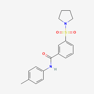 molecular formula C18H20N2O3S B5537291 N-(4-methylphenyl)-3-(1-pyrrolidinylsulfonyl)benzamide 