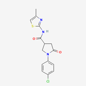 molecular formula C15H14ClN3O2S B5537304 1-(4-chlorophenyl)-N-(4-methyl-1,3-thiazol-2-yl)-5-oxo-3-pyrrolidinecarboxamide 