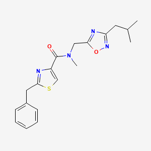 molecular formula C19H22N4O2S B5537337 2-benzyl-N-[(3-isobutyl-1,2,4-oxadiazol-5-yl)methyl]-N-methyl-1,3-thiazole-4-carboxamide 