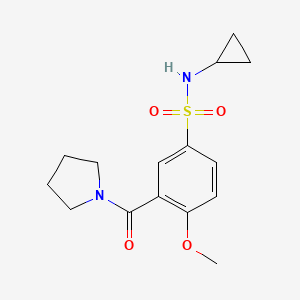 molecular formula C15H20N2O4S B5537338 N-环丙基-4-甲氧基-3-(1-吡咯烷基羰基)苯磺酰胺 
