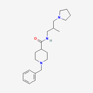 molecular formula C21H33N3O B5537348 1-benzyl-N-[2-methyl-3-(1-pyrrolidinyl)propyl]-4-piperidinecarboxamide 