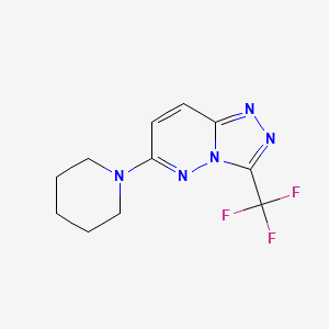 molecular formula C11H12F3N5 B5537353 6-(1-piperidinyl)-3-(trifluoromethyl)[1,2,4]triazolo[4,3-b]pyridazine 