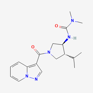 molecular formula C18H25N5O2 B5537355 N'-[(3S*,4R*)-4-异丙基-1-(吡唑并[1,5-a]吡啶-3-基羰基)-3-吡咯烷基]-N,N-二甲基脲 