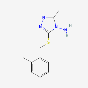 molecular formula C11H14N4S B5537362 3-methyl-5-[(2-methylbenzyl)thio]-4H-1,2,4-triazol-4-amine 