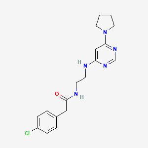 molecular formula C18H22ClN5O B5537378 2-(4-chlorophenyl)-N-(2-{[6-(1-pyrrolidinyl)-4-pyrimidinyl]amino}ethyl)acetamide 