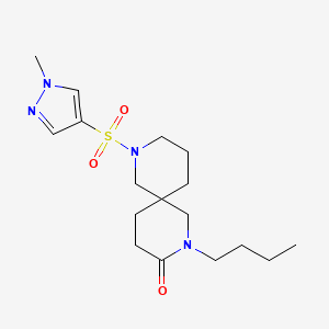 molecular formula C17H28N4O3S B5537380 2-丁基-8-[(1-甲基-1H-吡唑-4-基)磺酰基]-2,8-二氮杂螺[5.5]十一烷-3-酮 