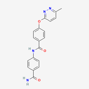 molecular formula C19H16N4O3 B5537385 N-[4-(aminocarbonyl)phenyl]-4-[(6-methyl-3-pyridazinyl)oxy]benzamide 